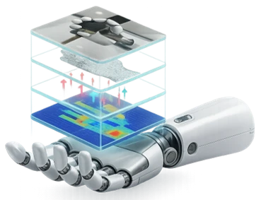 Robotic hand with 4-Layer Ground Truth: RGB + Depth + Force + Stress